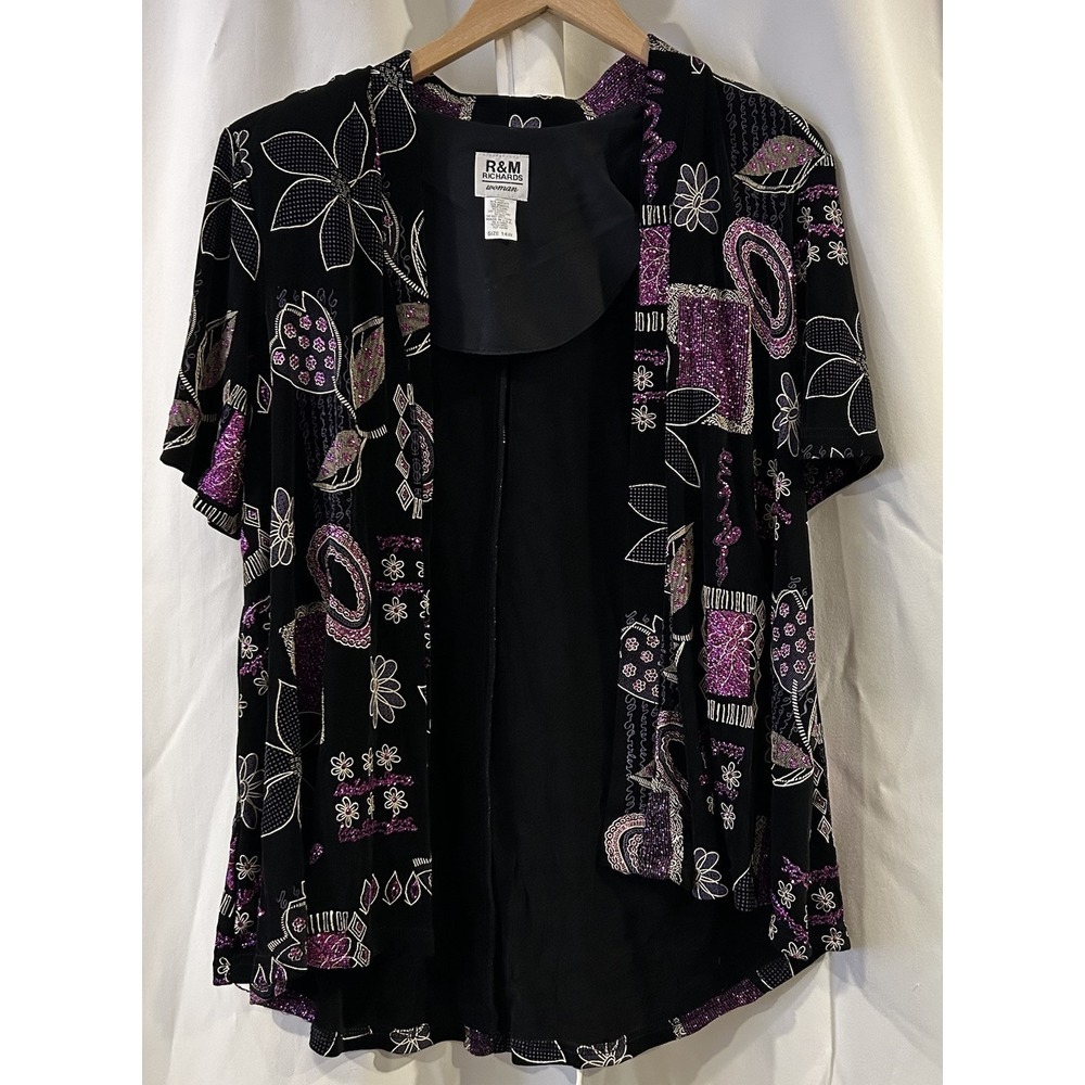 VTG R&M Richards‎ Women Jacket Size 14 Elegant Jacket Gold/Purple/Black/Sparkles